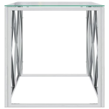 vidaXL Τραπέζι Σαλονιού 110x45x45cm από Ανοξ. Ατσάλι και Γυαλί 1 τεμ.