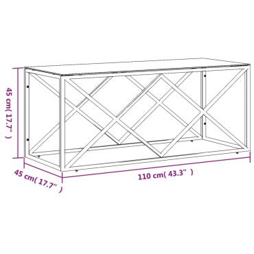 vidaXL Τραπέζι Σαλονιού 110x45x45cm από Ανοξ. Ατσάλι και Γυαλί 1 τεμ.