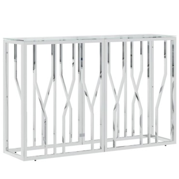 vidaXL Τραπέζι Κονσόλα 110x30x70cm από Ανοξείδωτο Ατσάλι και Γυαλί 1 τεμ.