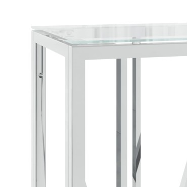 vidaXL Τραπέζι Κονσόλα 110x30x70cm από Ανοξείδωτο Ατσάλι και Γυαλί 1 τεμ.