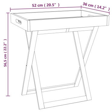 vidaXL Τραπέζι Δίσκος Πτυσσόμενο 52x36x56,5cm Μασίφ Ξύλο Καρυδιάς 1 τεμ.