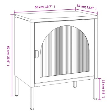 vidaXL Κομοδίνο Μαύρο 50x35x60cm από Ατσάλι και Γυαλί 1 τεμ.