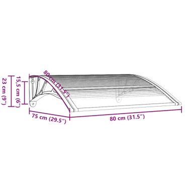 vidaXL Στέγαστρο Πόρτας Μαύρο & Διαφανές 80 x 75 εκ από Πολυκαρβονικό