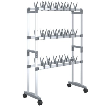 vidaXL Παπουτσοθήκη με Ρόδες Ασημί 66x27x100cm