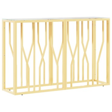 vidaXL Τραπέζι Κονσόλα 110x30x70cm από Ανοξείδωτο Ατσάλι και Γυαλί 1 τεμ.