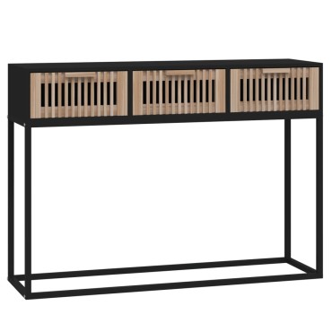 vidaXL Τραπέζι Κονσόλα Μαύρο 105x30x75cm Επεξεργασμένο Ξύλο / Σίδηρος 1 τεμ.