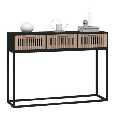 vidaXL Τραπέζι Κονσόλα Μαύρο 105x30x75cm Επεξεργασμένο Ξύλο / Σίδηρος 1 τεμ.