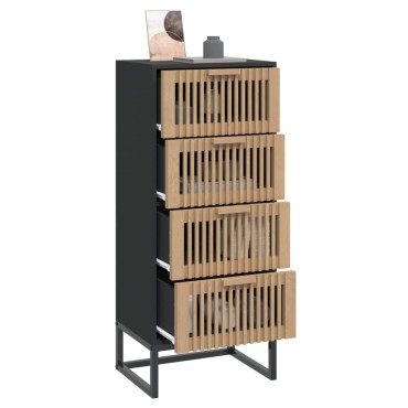 vidaXL Συρταριέρα Μαύρη 40x30x95cm από Επεξεργασμένο Ξύλο 1 τεμ.
