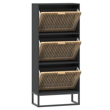 vidaXL Παπουτσοθήκη Μαύρη 52x25x120cm από Επεξεργασμένο Ξύλο