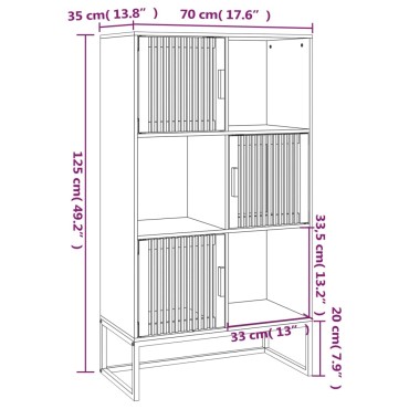 vidaXL Ντουλάπι Μαύρο 70x35x125cm από Επεξεργασμένο Ξύλο 1 τεμ.