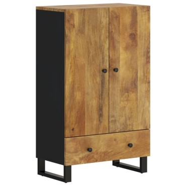 vidaXL Ντουλάπι Ψηλό με Συρτάρι 60x33x100cm Μασίφ Ξύλο Μάνγκο&Σίδερο 1 τεμ.