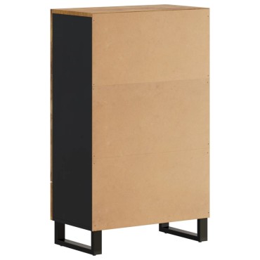 vidaXL Ντουλάπι Ψηλό με Συρτάρι 60x33x100cm Μασίφ Ξύλο Μάνγκο&Σίδερο 1 τεμ.