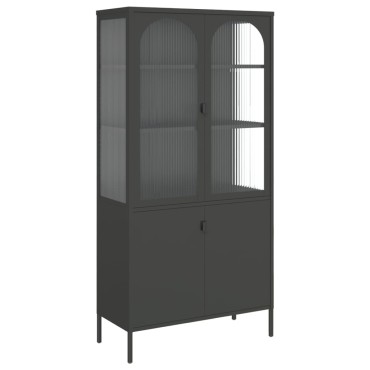 vidaXL Ψηλό Ντουλάπι Μαύρο 90x40x180cm από Γυαλί και Ατσάλι 1 τεμ.