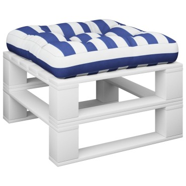 vidaXL Μαξιλάρι Παλέτας Μπλε & Λευκό Ριγέ 60x60x12cm Υφασμάτινο