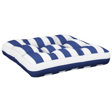 vidaXL Μαξιλάρι Παλέτας Μπλε & Λευκό Ριγέ 60x60x12cm Υφασμάτινο