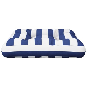vidaXL Μαξιλάρι Παλέτας Μπλε & Λευκό Ριγέ 60x60x12cm Υφασμάτινο