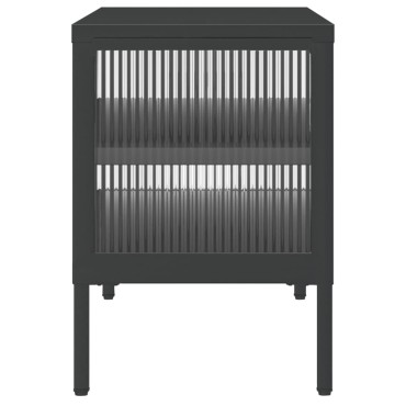 vidaXL Έπιπλο Τηλεόρασης Μαύρο 105x35x50cm από Γυαλί και Ατσάλι