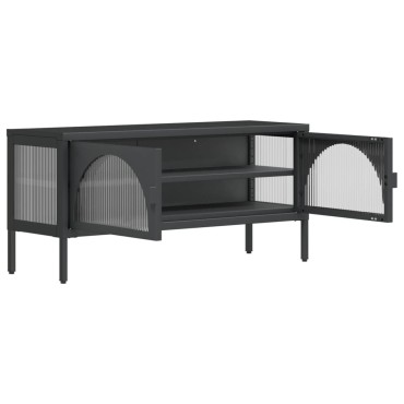 vidaXL Έπιπλο Τηλεόρασης Μαύρο 105x35x50cm από Γυαλί και Ατσάλι