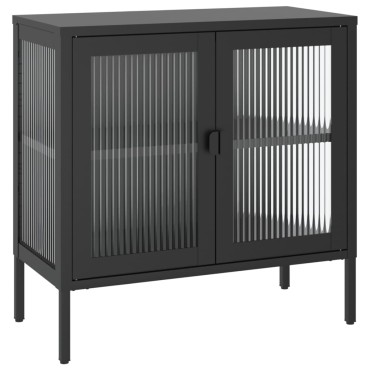 vidaXL Ντουλάπι Μαύρο 70x35x70cm από Γυαλί και Ατσάλι 1 τεμ.