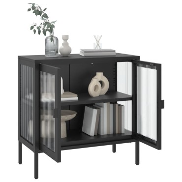 vidaXL Ντουλάπι Μαύρο 70x35x70cm από Γυαλί και Ατσάλι 1 τεμ.
