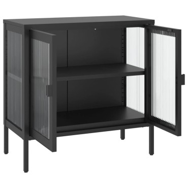 vidaXL Ντουλάπι Μαύρο 70x35x70cm από Γυαλί και Ατσάλι 1 τεμ.