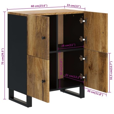 vidaXL Ντουλάπι με 4 Πόρτες 60x33x75cm από Μασίφ Ξύλο Μάνγκο 1 τεμ.