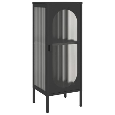vidaXL Μπουφές Μαύρος 40x35x105cm από Γυαλί και Ατσάλι 1 τεμ.