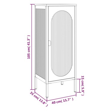 vidaXL Μπουφές Μαύρος 40x35x105cm από Γυαλί και Ατσάλι 1 τεμ.