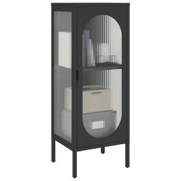 vidaXL Μπουφές Μαύρος 40x35x105cm από Γυαλί και Ατσάλι 1 τεμ.