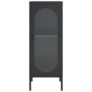 vidaXL Μπουφές Μαύρος 40x35x105cm από Γυαλί και Ατσάλι 1 τεμ.