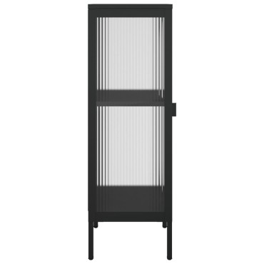 vidaXL Μπουφές Μαύρος 40x35x105cm από Γυαλί και Ατσάλι 1 τεμ.