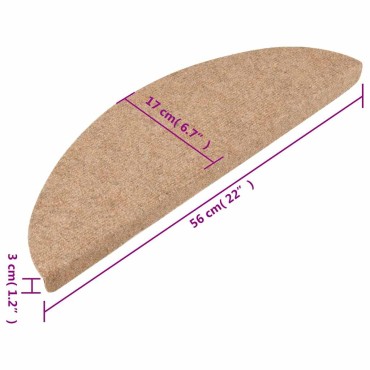vidaXL Πατάκια Σκάλας Αυτοκόλλητα 10 τεμ. Μπεζ 56 x 17 x 3 εκ.