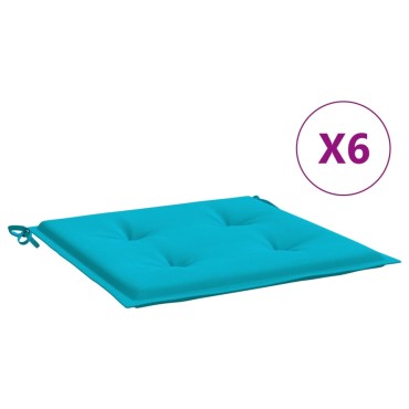 vidaXL Μαξιλάρια Καρέκλας Κήπου 6 τεμ. Τιρκουάζ 50x50x4cm Υφασμάτινα