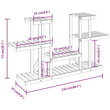 vidaXL Βάση Λουλουδιών 110 x 25 x 73 εκ. από Μασίφ Ξύλο Ελάτης