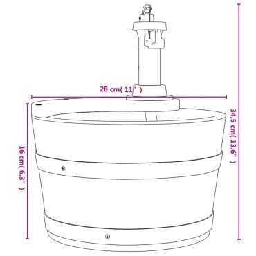 vidaXL Σιντριβάνι με Αντλία 28 x 28 x 34,5 εκ. από Μασίφ Ξύλο Ελάτης