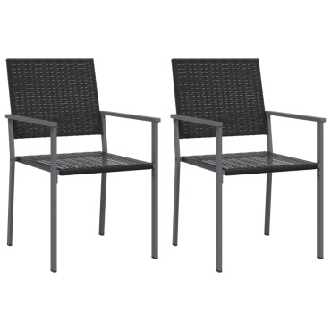 vidaXL Καρέκλες Κήπου 2 τεμ. Μαύρο 54x62,5x89cm από Συνθετικό Ρατάν