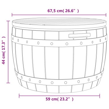 vidaXL Μπαούλο Αποθήκευσης Κήπου 3 σε 1 Αν. Καφέ από Πολυπροπυλένιο 67,5x67,5x44cm 1 τεμ.