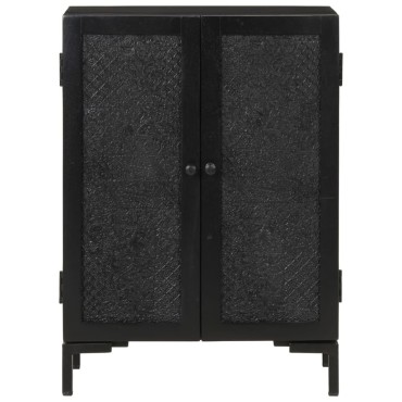 vidaXL Ντουλάπι Μαύρο 55x30x77cm από Μασίφ Ξύλο Μάνγκο και Σίδηρο 1 τεμ.