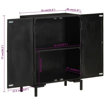 vidaXL Ντουλάπι Μαύρο 55x30x77cm από Μασίφ Ξύλο Μάνγκο και Σίδηρο 1 τεμ.