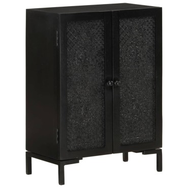 vidaXL Ντουλάπι Μαύρο 55x30x77cm από Μασίφ Ξύλο Μάνγκο και Σίδηρο 1 τεμ.