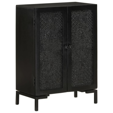 vidaXL Ντουλάπι Μαύρο 55x30x77cm από Μασίφ Ξύλο Μάνγκο και Σίδηρο 1 τεμ.