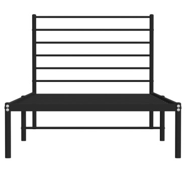 vidaXL Πλαίσιο Κρεβατιού με Κεφαλάρι Μαύρο 90x200cm Μεταλλικό 1 τεμ. - Μονό