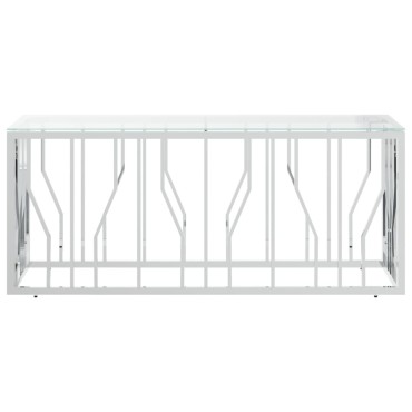 vidaXL Τραπέζι Σαλονιού 110x45x45cm από Ανοξ. Ατσάλι και Γυαλί 1 τεμ.
