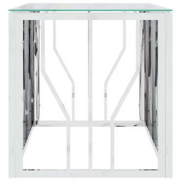 vidaXL Τραπέζι Σαλονιού 110x45x45cm από Ανοξ. Ατσάλι και Γυαλί 1 τεμ.