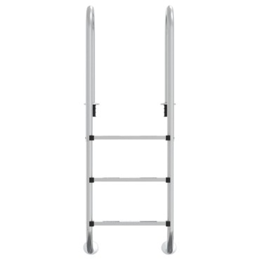 vidaXL Σκάλα Πισίνας 54 x 38 x 158 εκ. από Ανοξείδωτο Ατσάλι