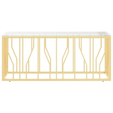 vidaXL Τραπέζι Σαλονιού 110x45x45cm από Ανοξ. Ατσάλι και Γυαλί 1 τεμ.