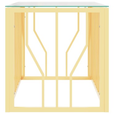 vidaXL Τραπέζι Σαλονιού 110x45x45cm από Ανοξ. Ατσάλι και Γυαλί 1 τεμ.