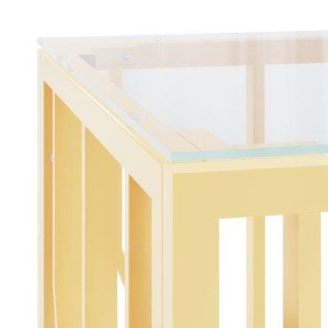 vidaXL Τραπέζι Σαλονιού 110x45x45cm από Ανοξ. Ατσάλι και Γυαλί 1 τεμ.