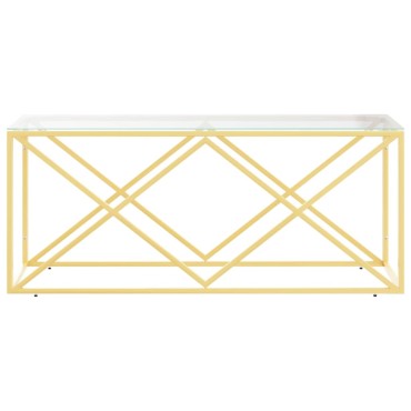 vidaXL Τραπέζι Σαλονιού 110x45x45cm από Ανοξ. Ατσάλι και Γυαλί 1 τεμ.