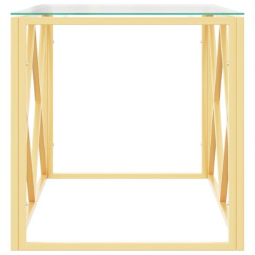 vidaXL Τραπέζι Σαλονιού 110x45x45cm από Ανοξ. Ατσάλι και Γυαλί 1 τεμ.